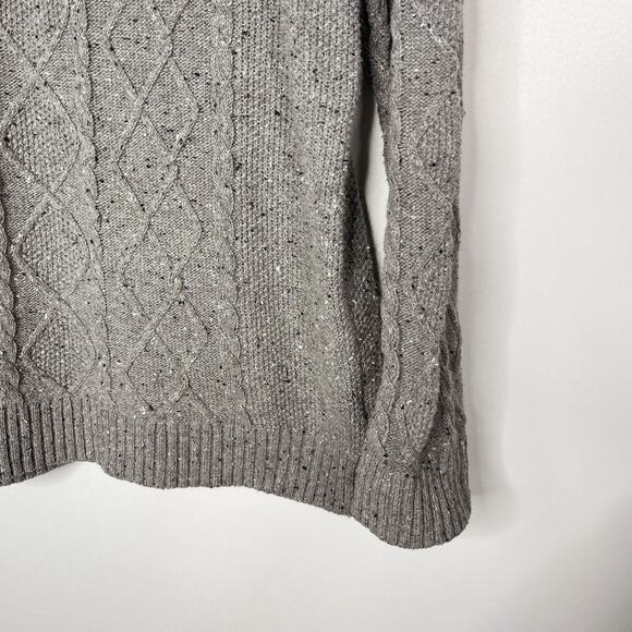 Misslook Womens XLarge Gray Marled Cableknit Crew Neck Pullover Sweater Cotton - Picture 4 of 8